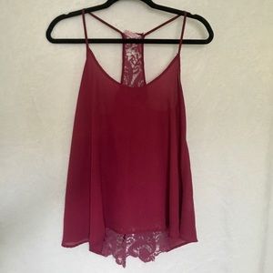 Burgundy Crochet Back Tank Top